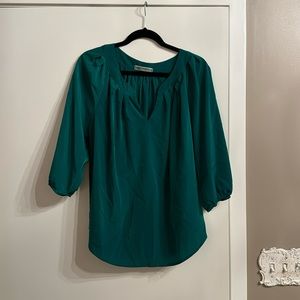 Emerald green silk blouse